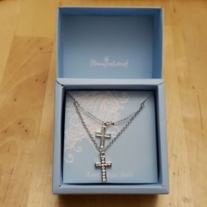 Unique double cross necklace